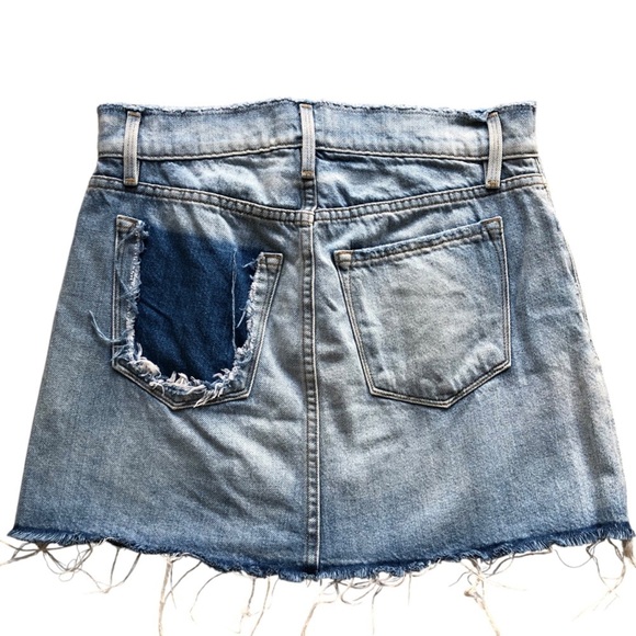 Frame Denim Skirt Le Mini Frayed Waist Raw Hem Size 27 - Picture 3 of 13